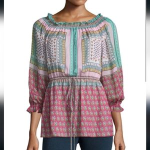 Diane Von Furstenberg Camila Zen Silk Ruffle Pull Over Top S